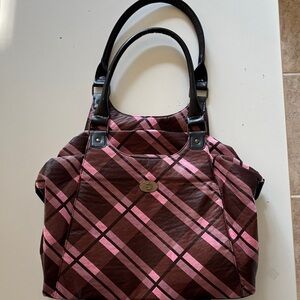 Stylish Pink and Brown Plaid Women's yoga Bag